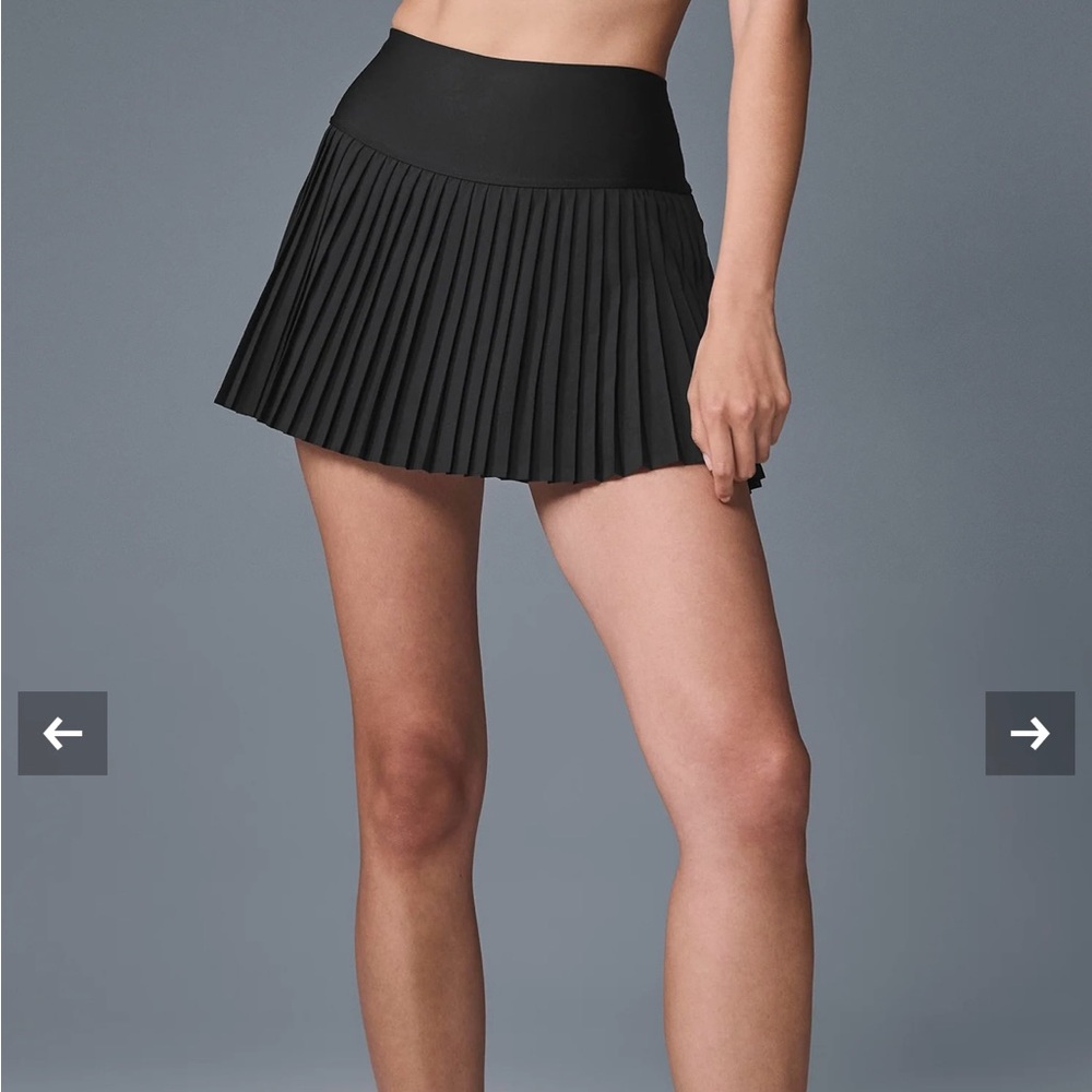 alo Grand Slam Tennis Skirt Black Pleated Mini Skirt